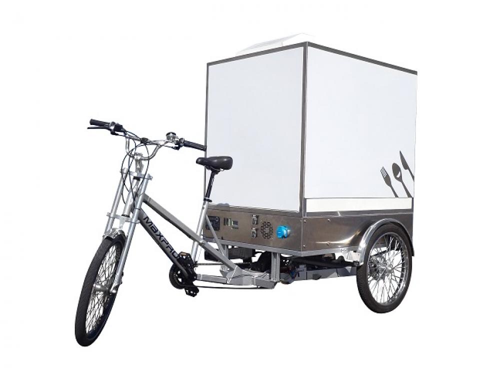 Refrigerated container mounted on a tricycle